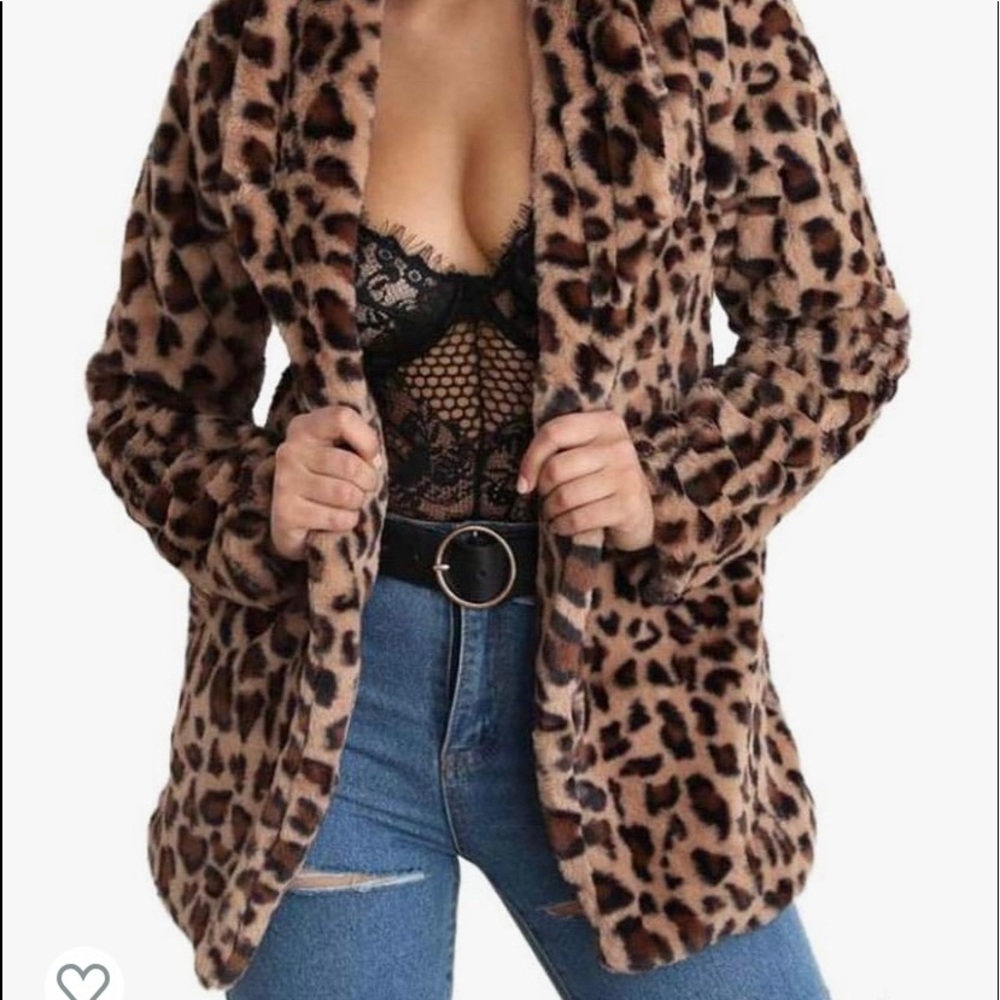 Faux fur leopard print jacket. NWT